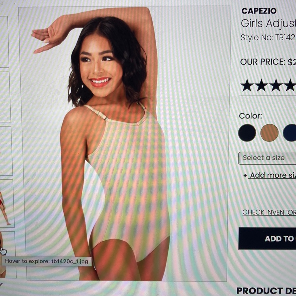 Capezio Childs Small Adjustable Strap Leotard Style No: TB1420C Nude Color